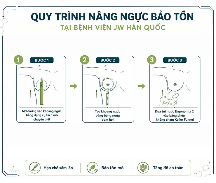 Quy trình nâng ngực bảo tồn tại JW
